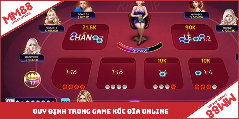 Quy định trong game Xóc Đĩa online